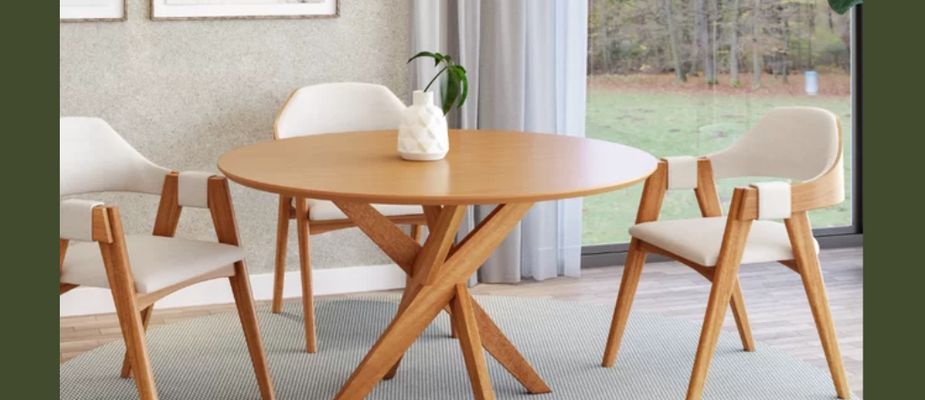Conjunto Mesa Lisboa com 4 Cadeiras Madrid Nozes Linho Off-White: Sofisticação à Mesa