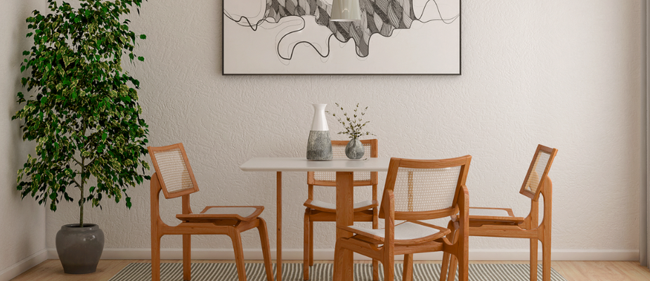 Mesa de Jantar com Base Central Seattle Branco Nozes: Simplicidade e Elegância Mesa de Jantar com Base Central Seattle Branco Nozes: Simplicidade e Elegância