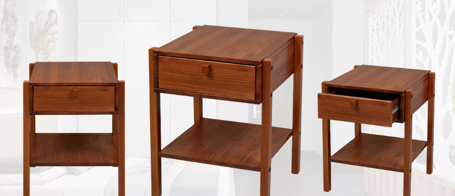 Elegância Funcional: Mesa de Cabeceira Florida em Castanho