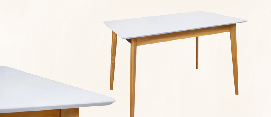 Simplicidade e Elegância: Mesa de Jantar Dallas em Branco e Nozes