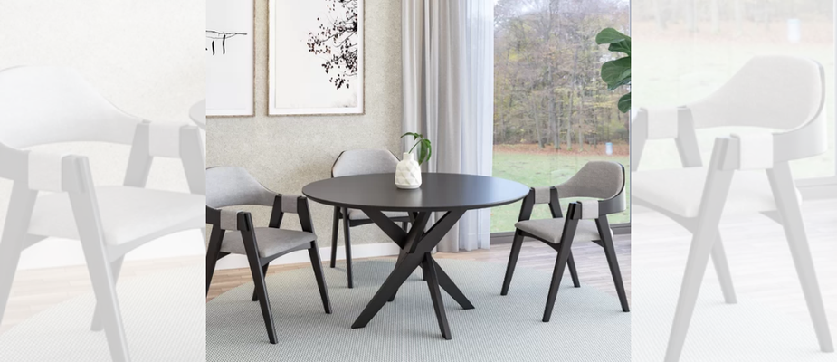 Charme Urbano: Conjunto Mesa Lisboa com Cadeiras Madrid em Linho Cinza Charme Urbano: Conjunto Mesa Lisboa com Cadeiras Madrid em Linho Cinza