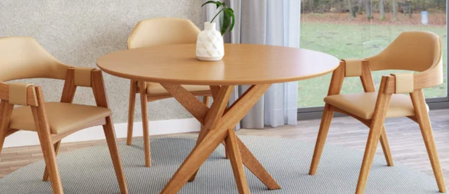 Conjunto Mesa Lisboa com 4 Cadeiras Madrid - Elegância em Caramelo Conjunto Mesa Lisboa com 4 Cadeiras Madrid - Elegância em Caramelo
