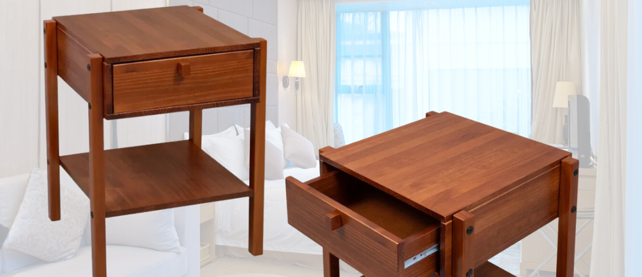 Mesa de Cabeceira Florida Castanho: Praticidade com Design Retrô