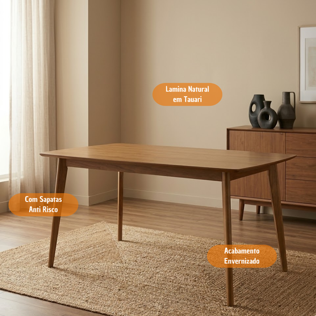 Mesa para Sala de Jantar Madeira Retangular Estilo Moderno Dallas